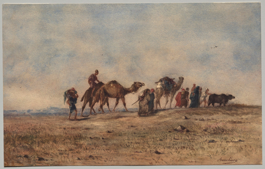 A Caravan in the Desert by Narcisse Berchère (French, 1819–1891) - Classic Art canvas print