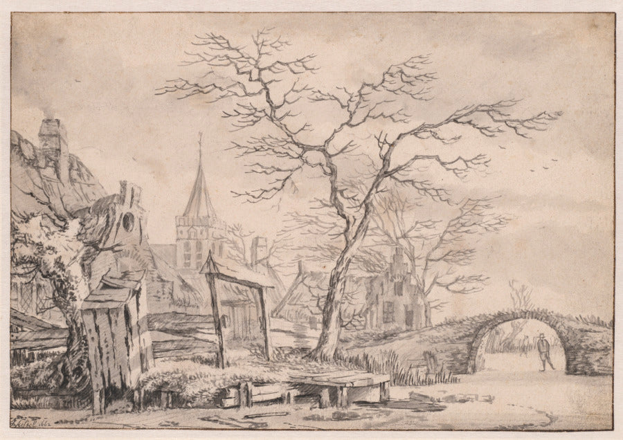 Winter Landscape with Skater by Jan van Kessel (Dutch, 1641–1680) - Classic Art canvas print