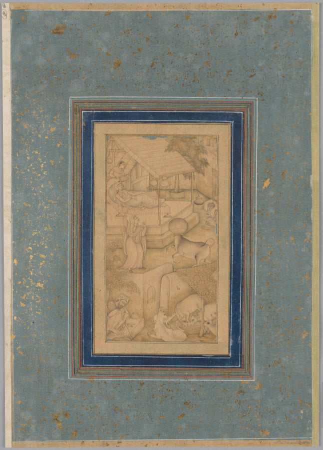 A woman mistakes a cow for the Angel of Death, from a Lights of Canopus Anwar-i Suhaili of Kashifi Iranian, d. 1504 by  - Classic Art canvas print