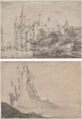 Zuylen Castle, near Utrecht rectoRuin of the huis Ter Kleef, near Haarlem verso by Roelant Roghman (Dutch, 1627–1692) - Classic Art canvas print