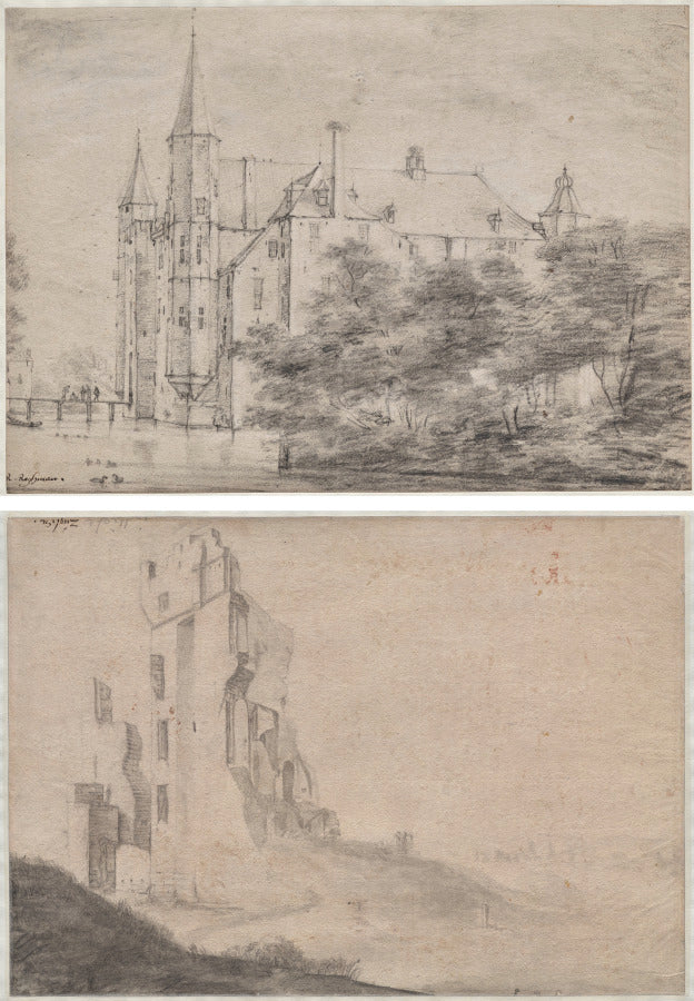 Zuylen Castle, near Utrecht rectoRuin of the huis Ter Kleef, near Haarlem verso by Roelant Roghman (Dutch, 1627–1692) - Classic Art canvas print