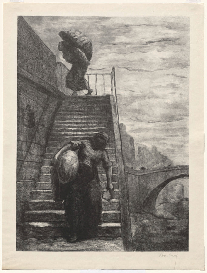 Washerwomen Descending a Quai Staircase by Alexandre Lunois (French, 1863–1916) - Classic Art canvas print