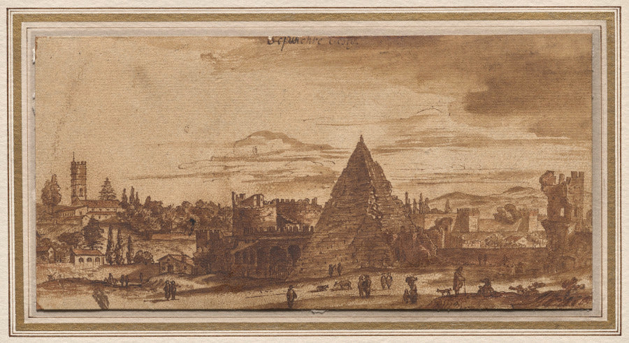 The Pyramid of Cestius, Rome by Michiel van Overbeek (Dutch, active 1663–1709) - Classic Art canvas print