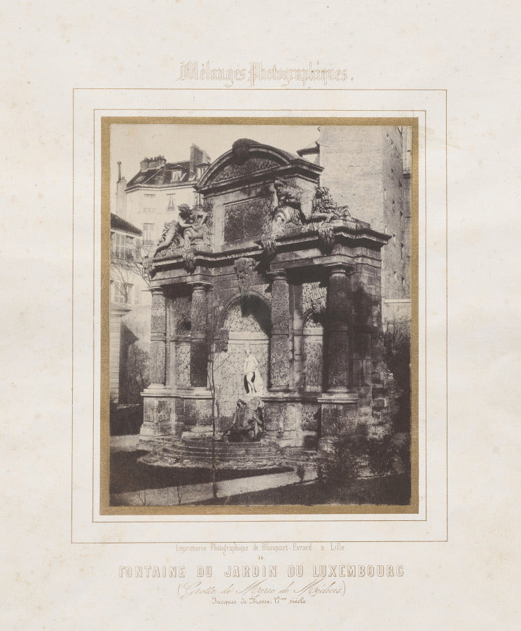 Fontaine du Jardin du Luxembourg grotte de Marie de Mdcis by Charles Marville (French, 1813–1879) - Classic Art canvas print