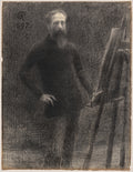 Self-Portrait at Easel by Hippolyte Petitjean (French, 1854–1929) - Classic Art canvas print