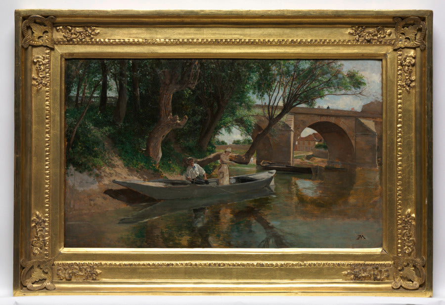Bridge at Poissy Pcheurs  ligne by Ernest Meissonier (French, 1815–1891) - Classic Art canvas print