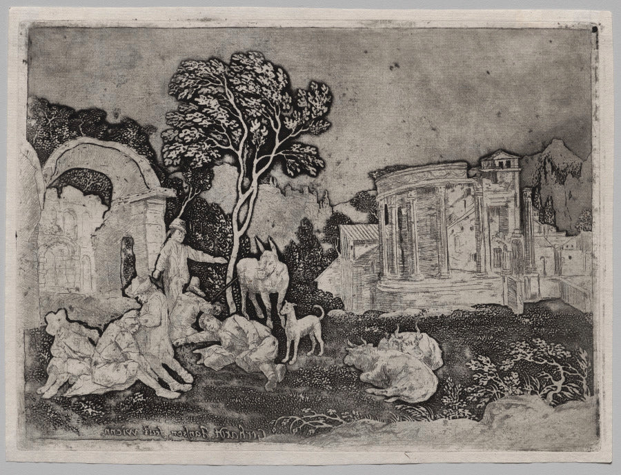Pastoral Landscape with Ruins by Gerhardt Janssen (Dutch, 1636–1725) - Classic Art canvas print