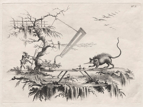 A new device to cleave wild beasts from Head to Tail by Filippo Morghen (Italian, 1730–after 1807) - Classic Art canvas print