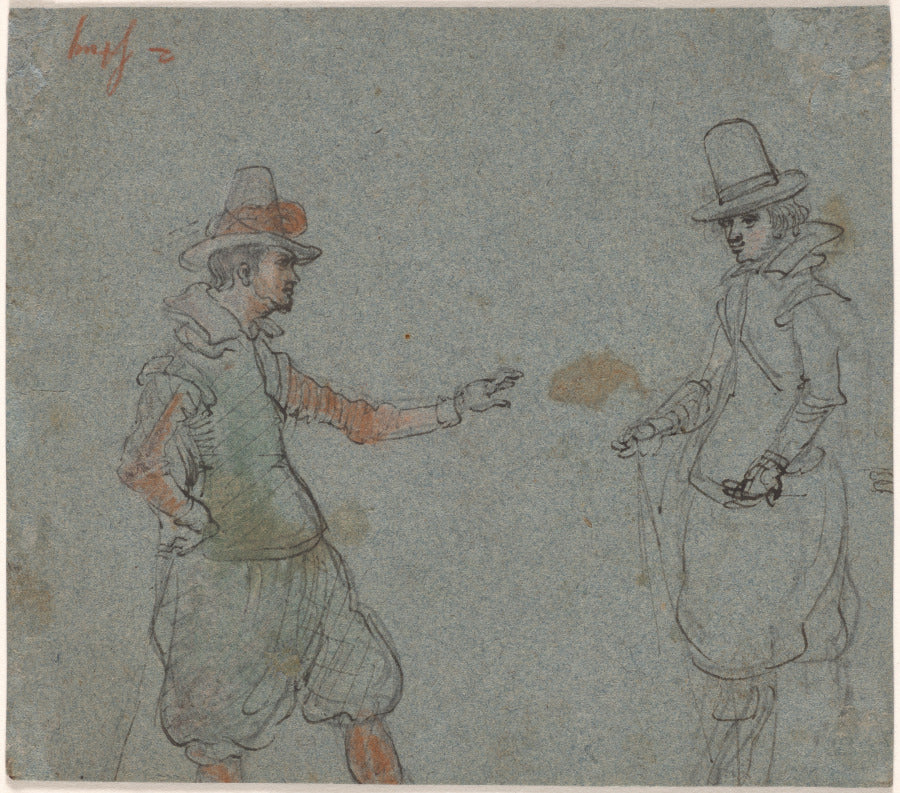 Two Gentlemen verso by Hendrick Avercamp (Netherlandish, 1585–1634) - Classic Art canvas print