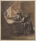 An Old Man Seated at a Table, His Head Resting on His Right Hand recto by Ferdinand Bol (Dutch, 1616–1680) - Classic Art canvas print