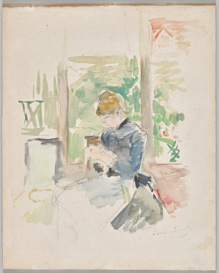 Sewing near the Window by Berthe Morisot (French, 1841–1895) - Classic Art canvas print