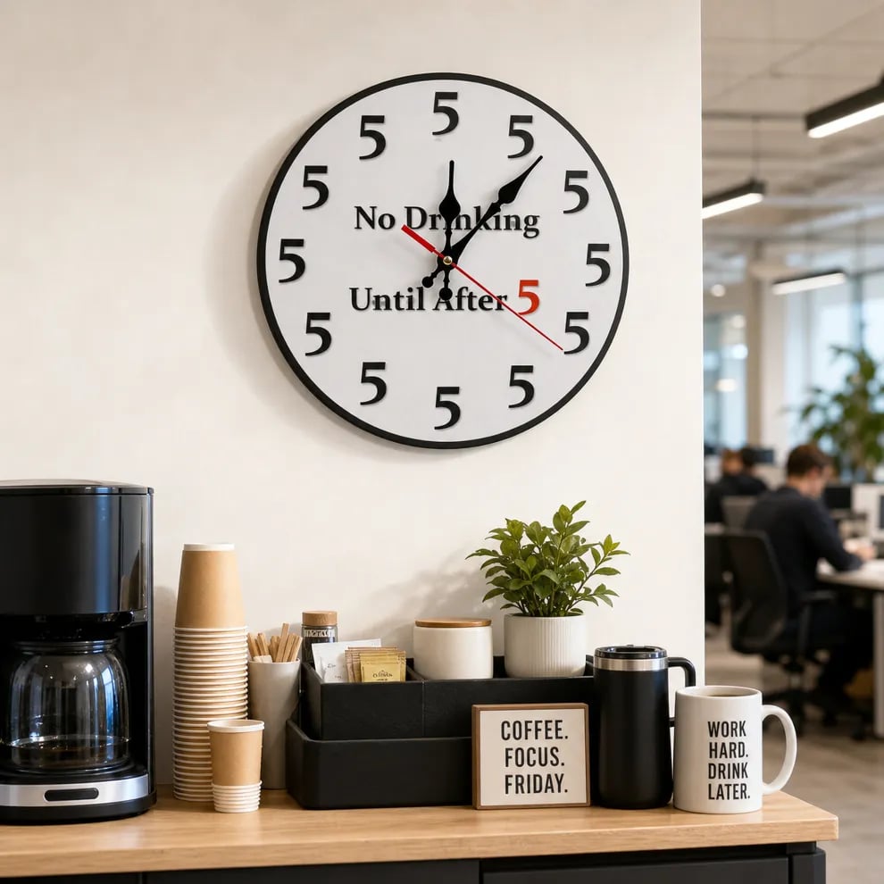 🔥Limited-Time 49% OFF 🔥Funny "No Drinking Until After 5" Round Wall Clock