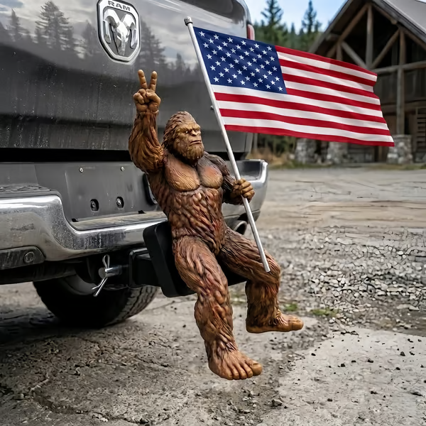 🔥LAST DAY 49% OFF - 👣🚗Patriot Bigfoot Trailer Hitch With Waving American Flag