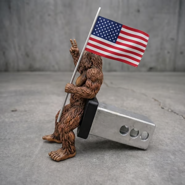 🔥LAST DAY 49% OFF - 👣🚗Patriot Bigfoot Trailer Hitch With Waving American Flag
