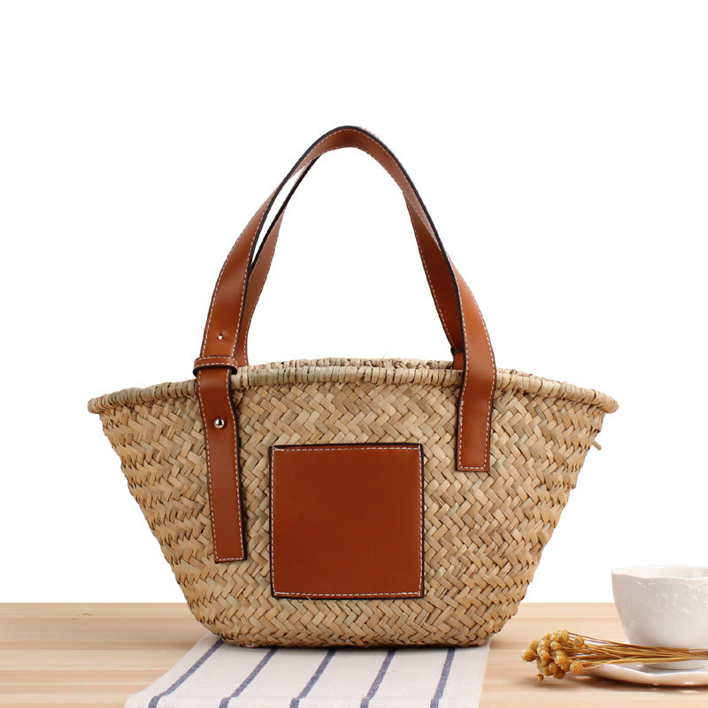 Mitsubishi Grass Handmade Oblique Woven Beach Straw Bag