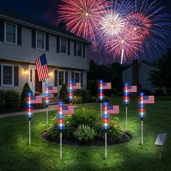 🔥Last Day 49% OFF - 🔥8 Solar American Flag Pathway Lights – Red, White & Blue Yard Glow for 250th Independence Celebration 🇺🇸✨