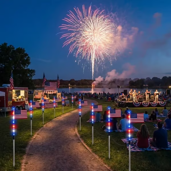 🔥Last Day 49% OFF - 🔥8 Solar American Flag Pathway Lights – Red, White & Blue Yard Glow for 250th Independence Celebration 🇺🇸✨