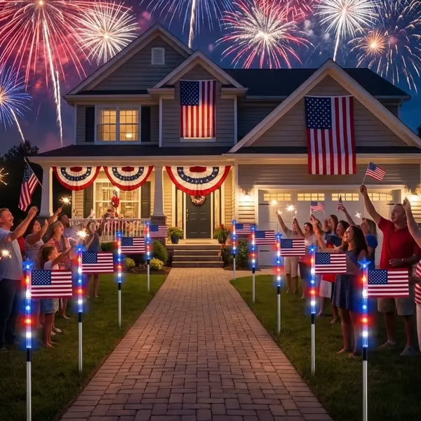 🔥Last Day 49% OFF - 🔥8 Solar American Flag Pathway Lights – Red, White & Blue Yard Glow for 250th Independence Celebration 🇺🇸✨