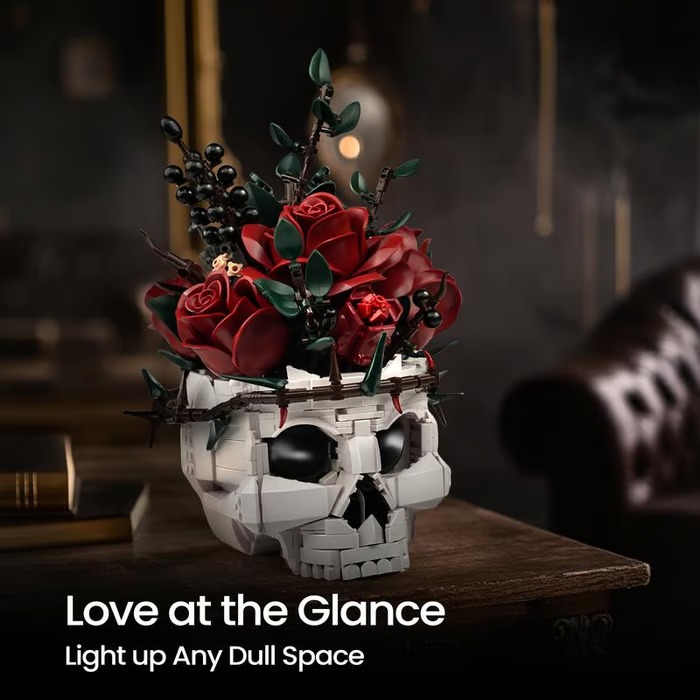 🔥Last Day 49% OFF💀🌹Gothic Skull Rose Building Set for Adults🎁Buy 2 Free Shipping