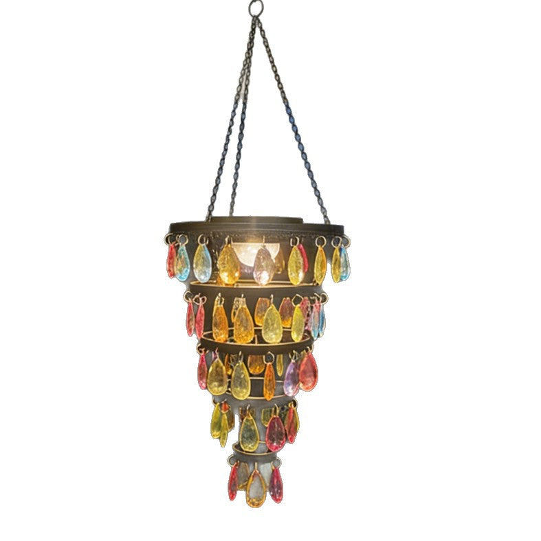 Solar-powered suspended acrylic crystal chandelier
