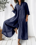Linen Cotton Loose Casual Loose Jumpsuit