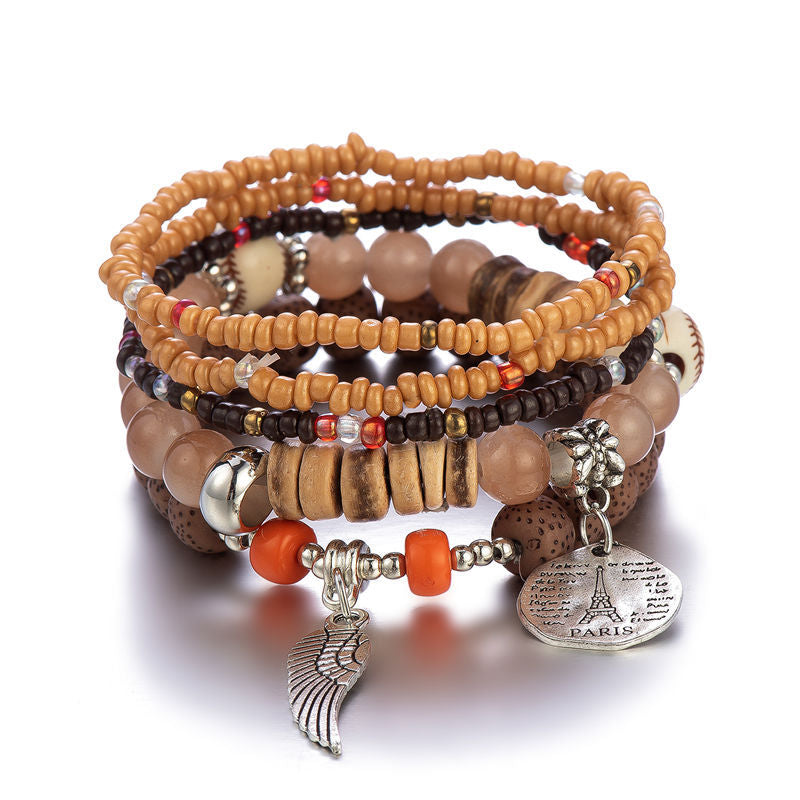 4-piece set of beaded crystal bracelet bohemian style female fashion bracelet jewelry