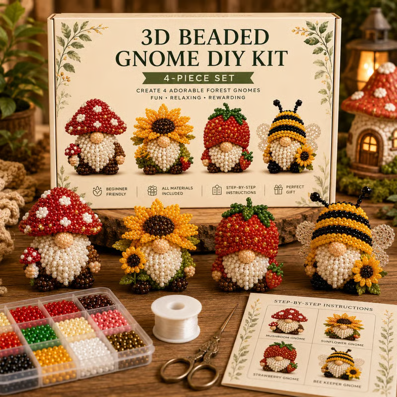 ✨Last Day 49% OFF✨-🧵✨3D Beaded Gnome DIY Kit