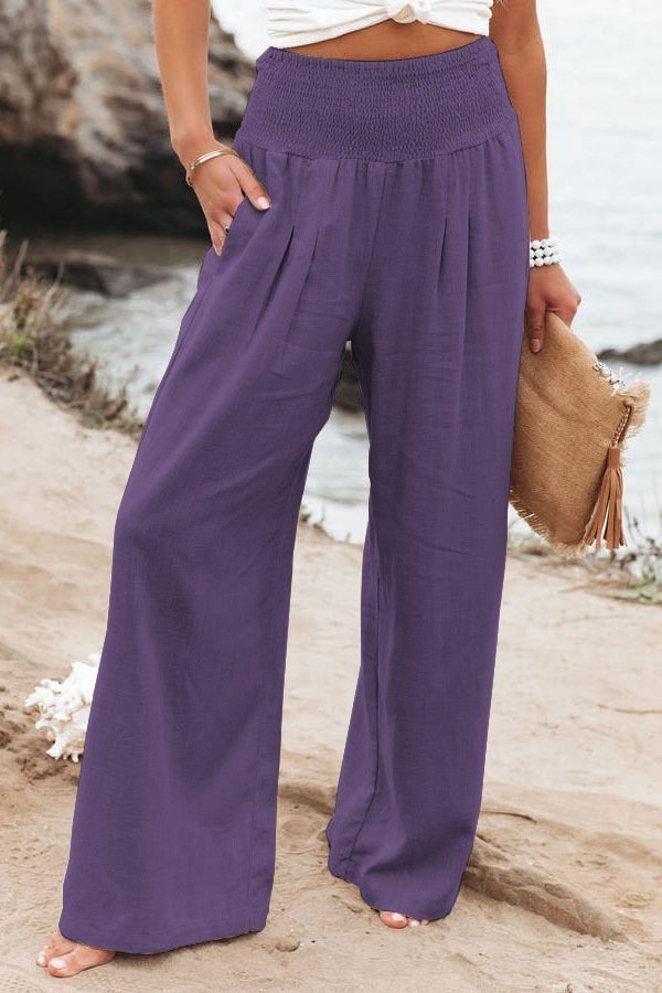 Casual wide leg cotton and linen loose trousers⭐