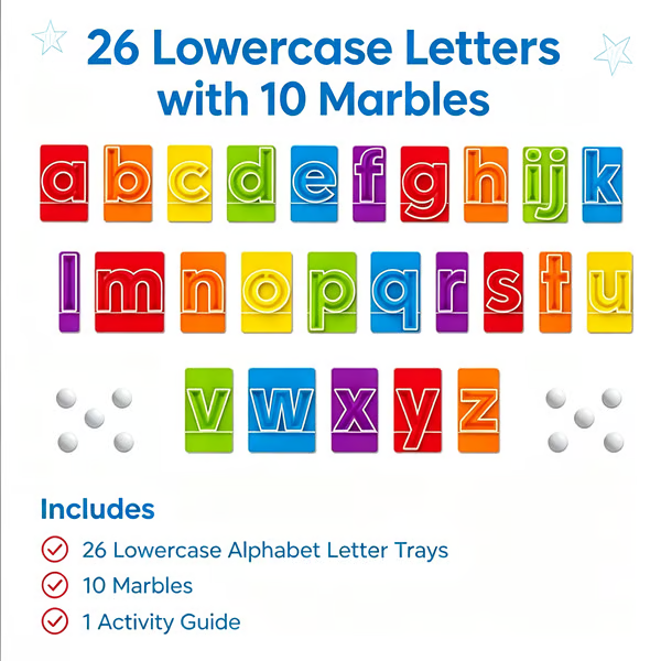 🔥LAST DAY 50% OFF - 🔤Marble Tracers - Lowercase Letters🌀Roll Into Letter-Writing Fun!