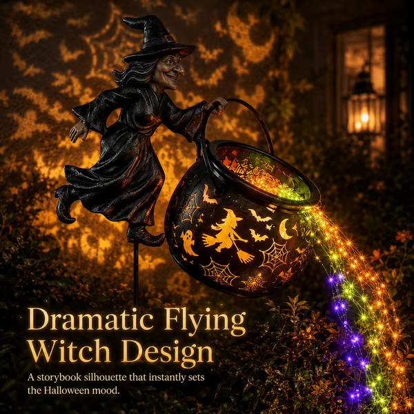 🔥LAST DAY 50% OFF -Halloween Witch Cauldron Garden Light