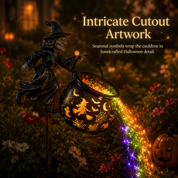 🔥LAST DAY 50% OFF -Halloween Witch Cauldron Garden Light