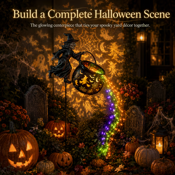 🔥LAST DAY 50% OFF -Halloween Witch Cauldron Garden Light