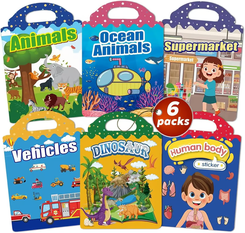 🧠📚Reusable Jelly Sticker Book for Toddlers 2-5, Portable Silicone Quiet Activity Travel Toy🎨