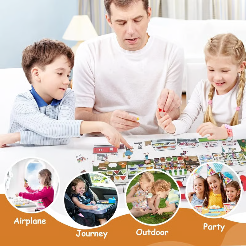 🧠📚Reusable Jelly Sticker Book for Toddlers 2-5, Portable Silicone Quiet Activity Travel Toy🎨