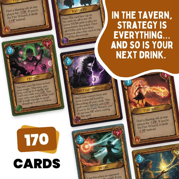 🧙‍♂️ Wizards Tavern – Chaotic Fantasy Drinking Game – D&D Themed Party Fun with Dice & Spells 🍺