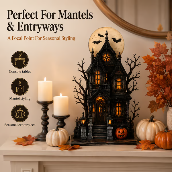 🔥Last Day 49% OFF - 🧙🖤Lighted Halloween Haunted House & Character Figurine Collection