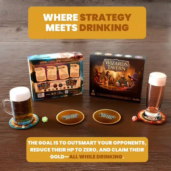 🧙‍♂️ Wizards Tavern – Chaotic Fantasy Drinking Game – D&D Themed Party Fun with Dice & Spells 🍺