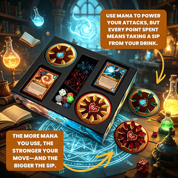 🧙‍♂️ Wizards Tavern – Chaotic Fantasy Drinking Game – D&D Themed Party Fun with Dice & Spells 🍺