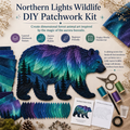 🔥LAST DAY 50% OFF - 🐻Northern Lights Wildlife DIY Patchwork Kit | Aurora Layered Fabric Art, Beginner Sewing Decor & Handmade Nature Gift