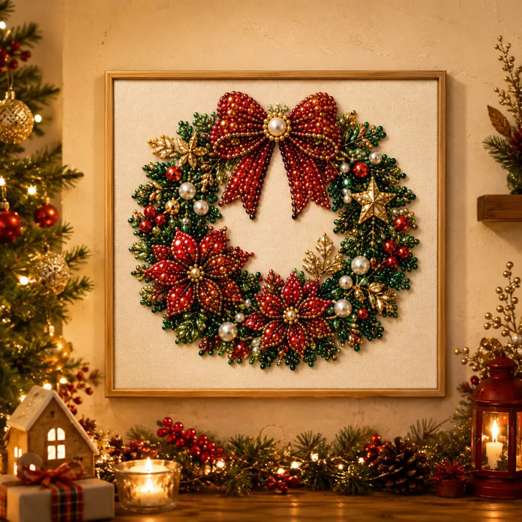 🧘Relaxing & Beginner-Friendly-💎DIY Christmas Pearl Diamond Painting Art Kit With Frame