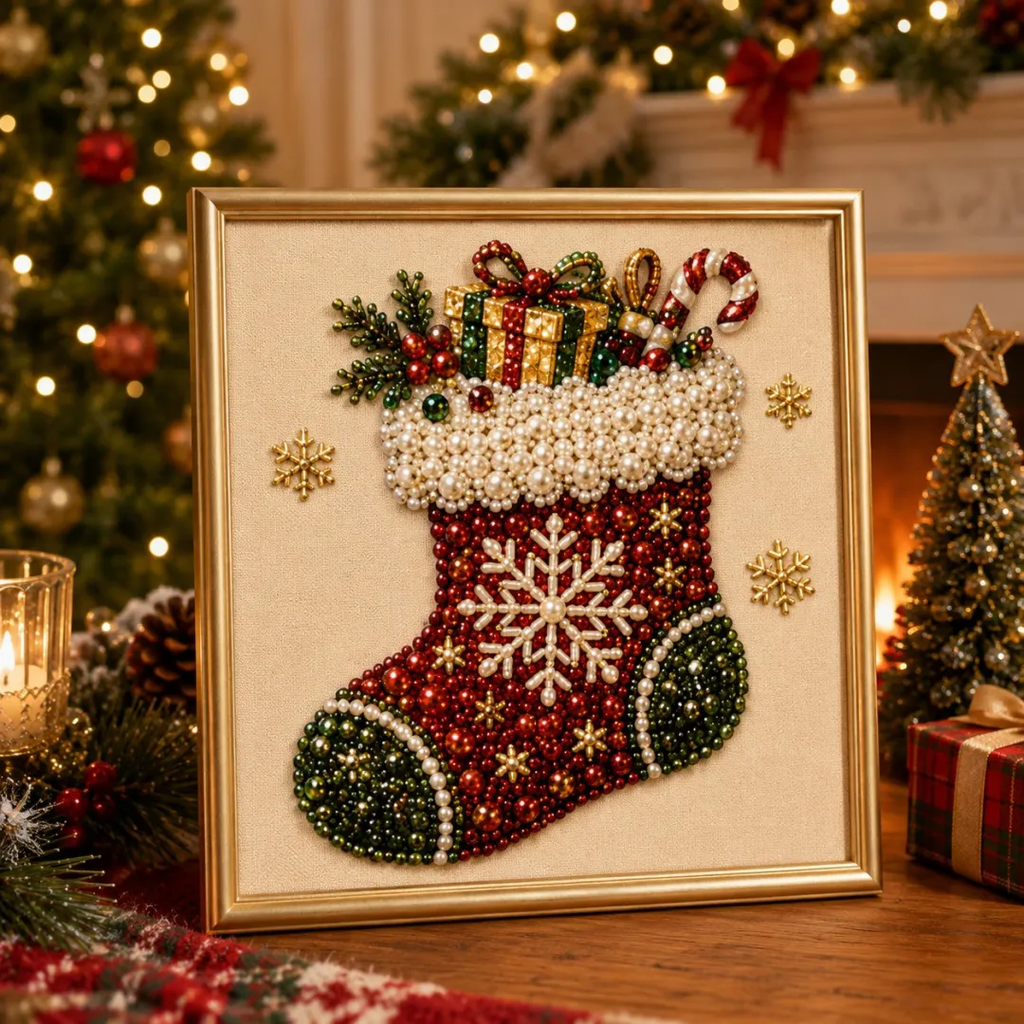 🧘Relaxing & Beginner-Friendly-💎DIY Christmas Pearl Diamond Painting Art Kit With Frame