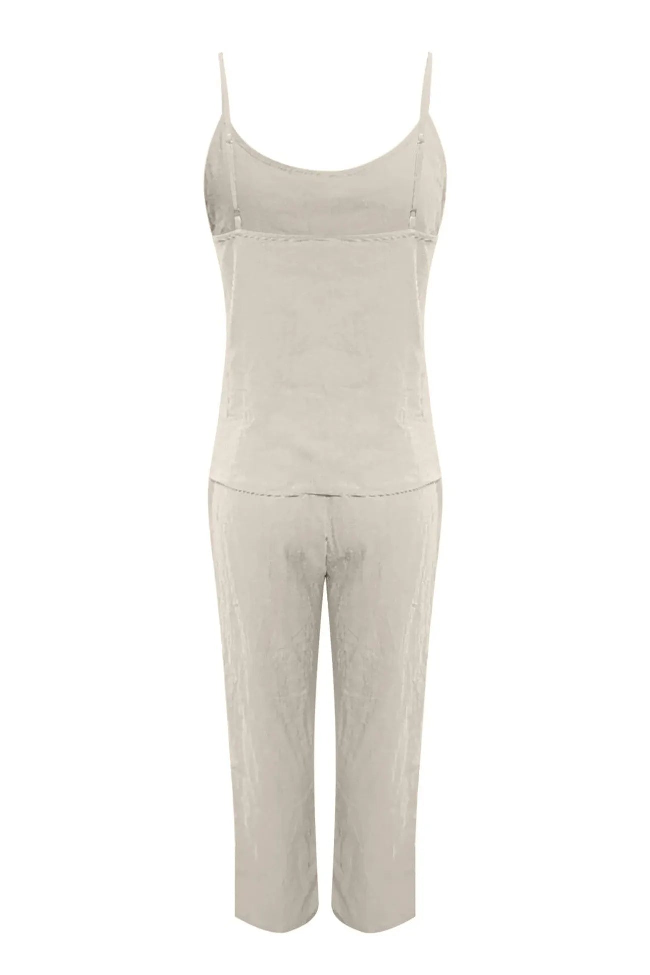 Solid Color Cotton Spaghetti Straps Long Pants Set