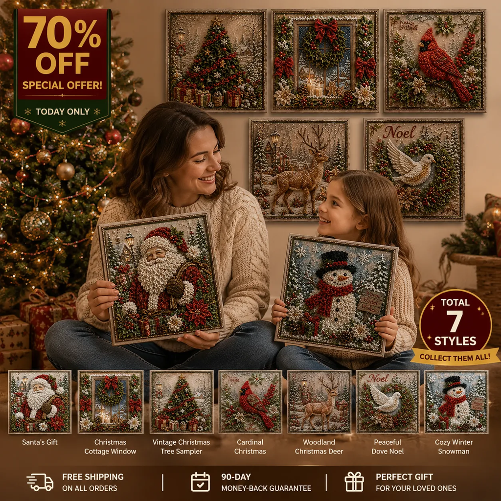 🎄 Christmas 3D Fabric Poke Art Kit – Relax, Poke & Create Cozy Holiday Magic