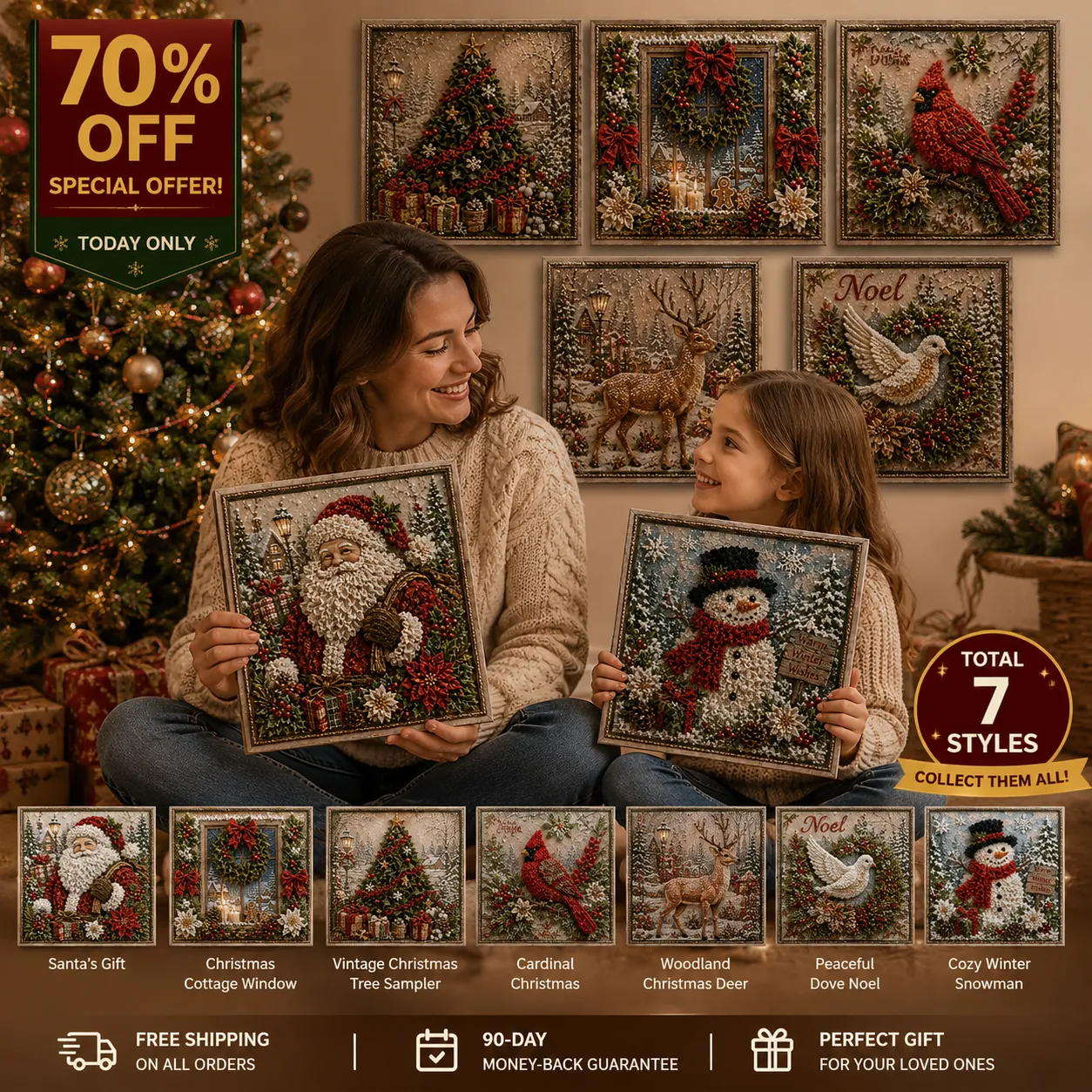 🎄 Christmas 3D Fabric Poke Art Kit – Relax, Poke & Create Cozy Holiday Magic