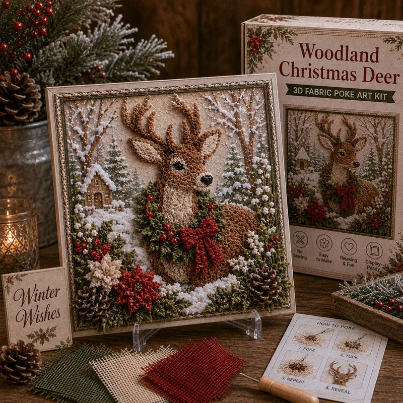 🎄 Christmas 3D Fabric Poke Art Kit – Relax, Poke & Create Cozy Holiday Magic