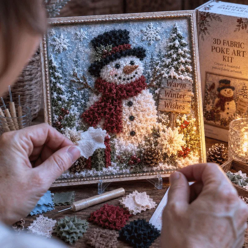 🎄 Christmas 3D Fabric Poke Art Kit – Relax, Poke & Create Cozy Holiday Magic