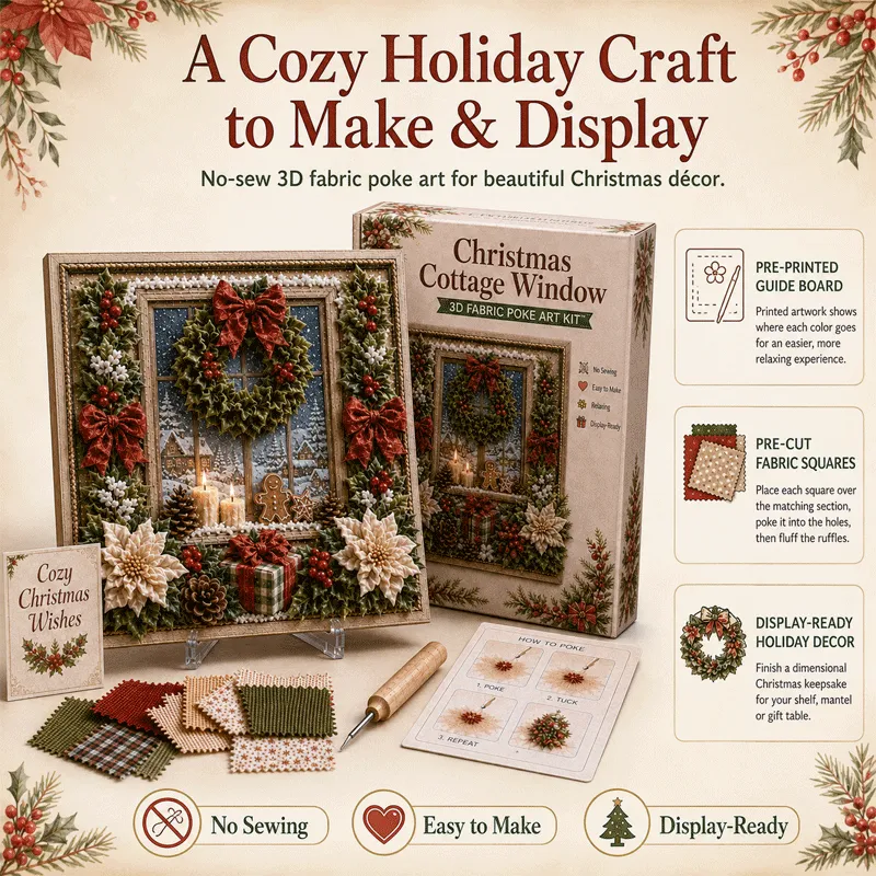 🎄 Christmas 3D Fabric Poke Art Kit – Relax, Poke & Create Cozy Holiday Magic