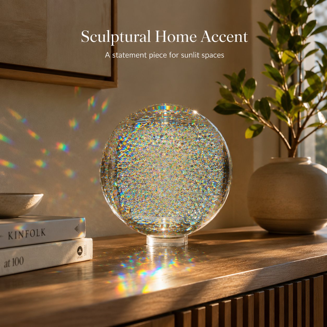 🔥Holographic Refraction Art Sphere – Premium Optical Glass Light Prism Decor for Home & Office