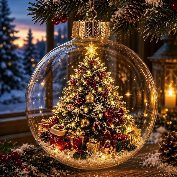 🔥LAST DAY 58% OFF - 🎄Glowing Christmas Diorama Ornament – A Tiny Winter World in Your Hands