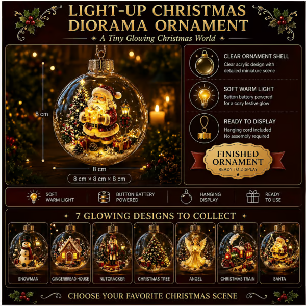 🔥LAST DAY 58% OFF - 🎄Glowing Christmas Diorama Ornament – A Tiny Winter World in Your Hands
